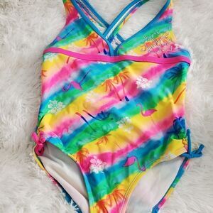 Angel Beach Girl's Size 12 One Piece Flamingo Bathing Suit